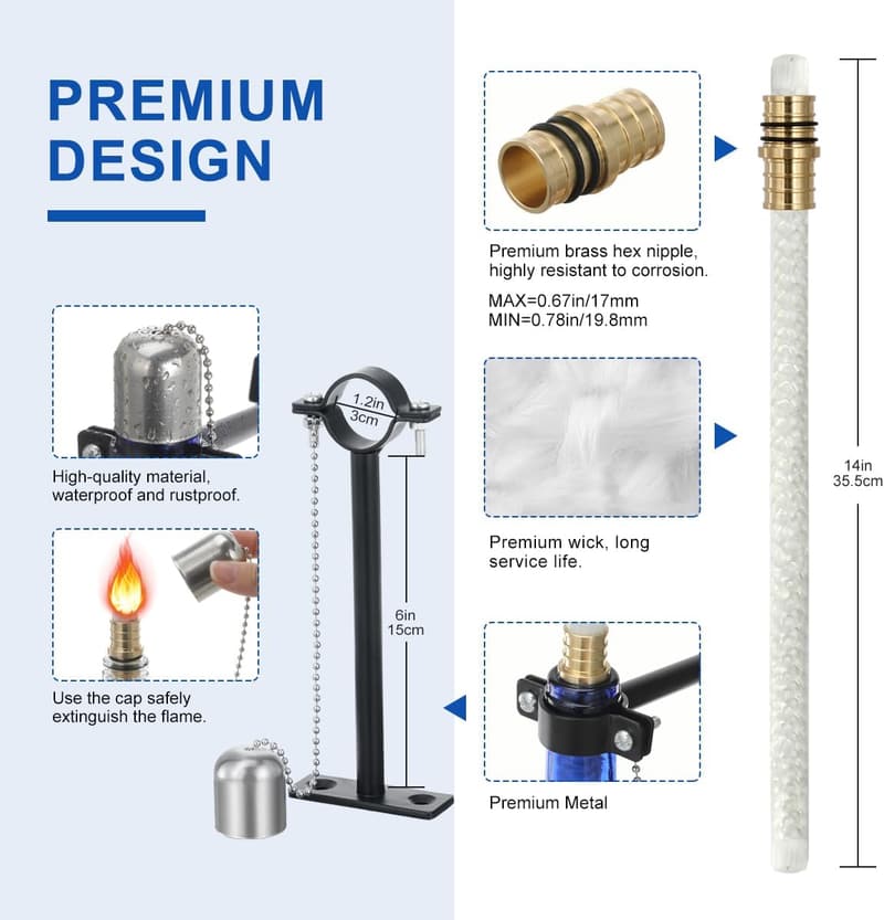 Outdoor Patio Wall Mount Wine Bottle Torch Kit