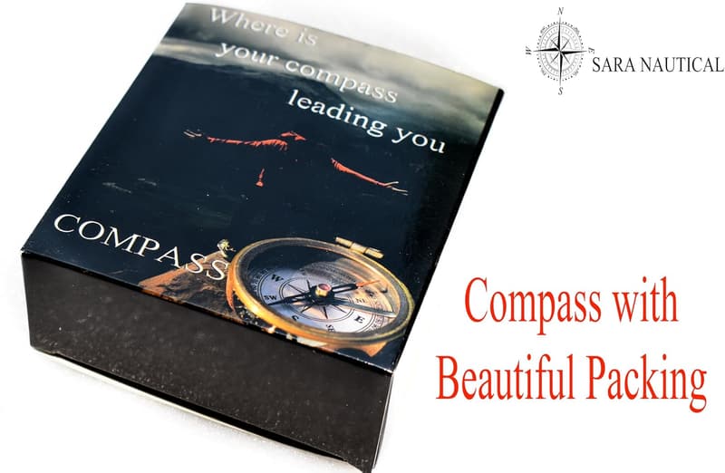 Engraved Brass Prayer Compass in Wooden Box - Religious Gift for Men & Women