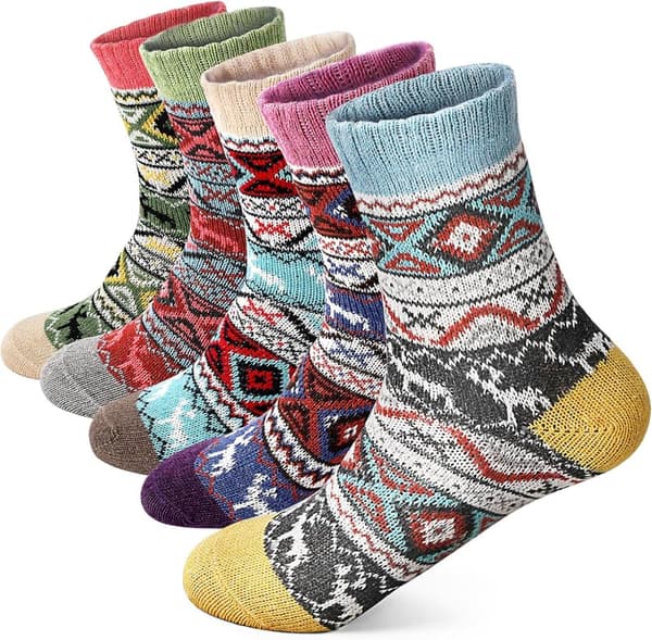 Cozy Thick Wool Socks - 5 Pack for Winter Gifts
