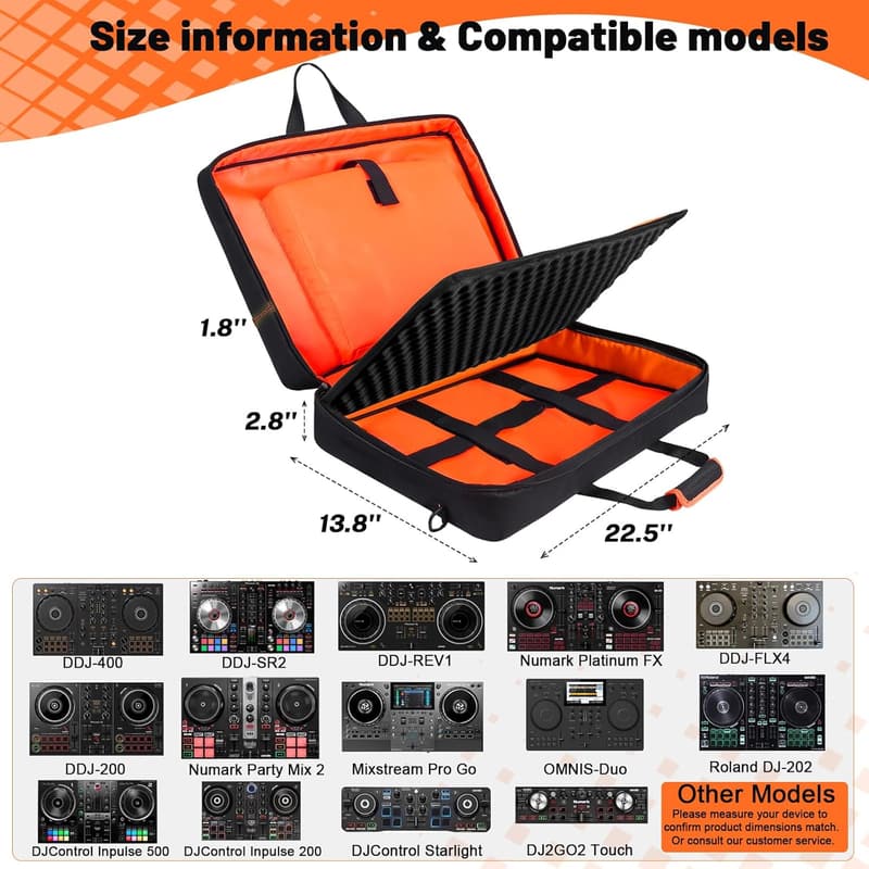 DJ Controller Case with EVA Padding for DDJ-FLX4 & Laptops
