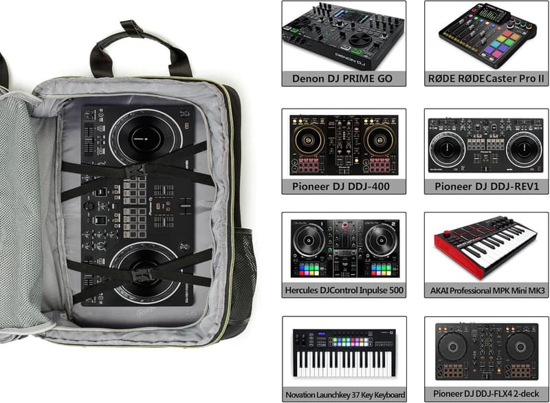 DJ Backpack for Club Gigs - Compatible with Pioneer DDJ-REV1 and More