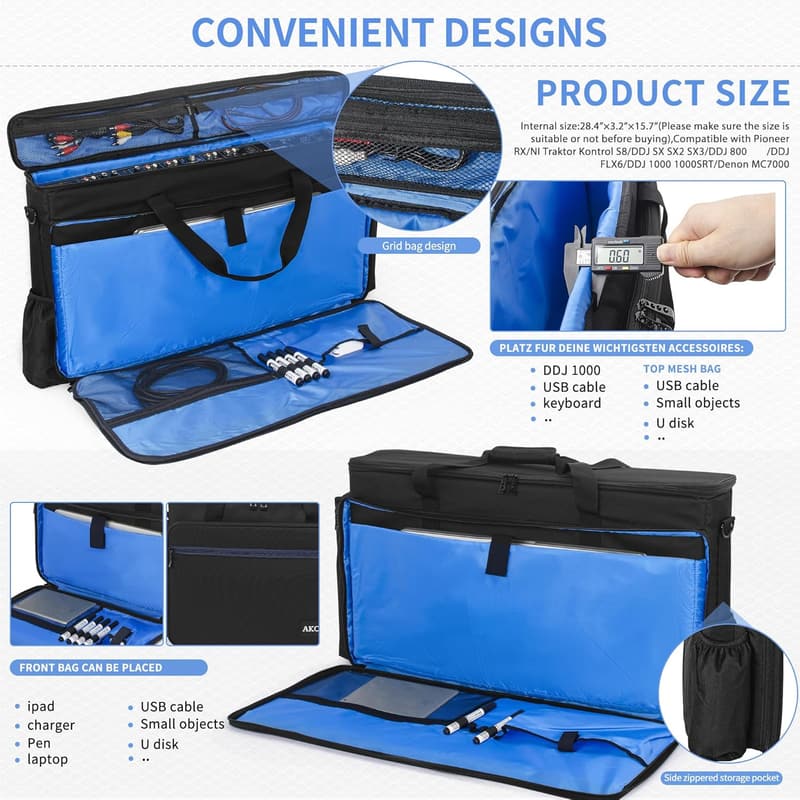 Padded DJ Mixer Travel Bag for Pioneer & Traktor Controllers