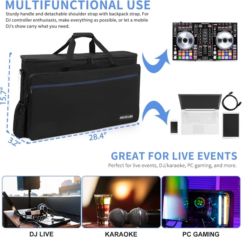 Padded DJ Mixer Travel Bag for Pioneer & Traktor Controllers