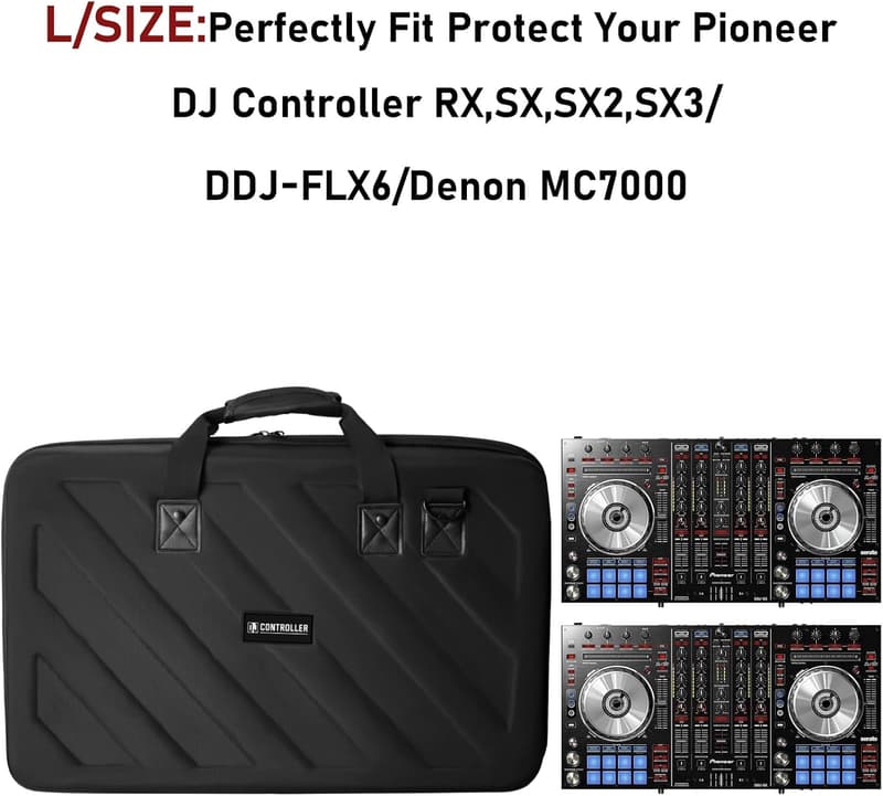 DJ Controller Hard Case - Protective Storage Bag (Black)