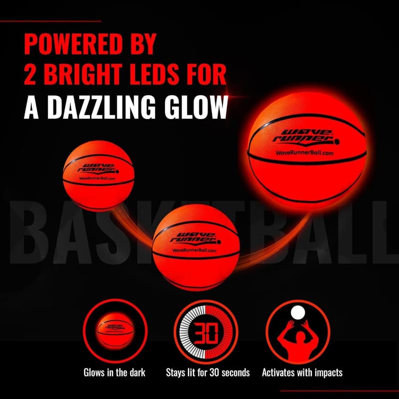 Glow in the Dark Basketball - LED Gift for Teens Ages 8-15