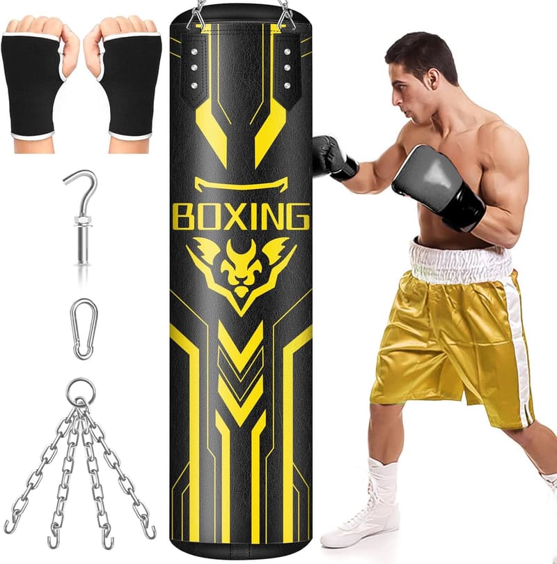 4ft Heavy Boxing Bag Set – PU Leather for Home Gym