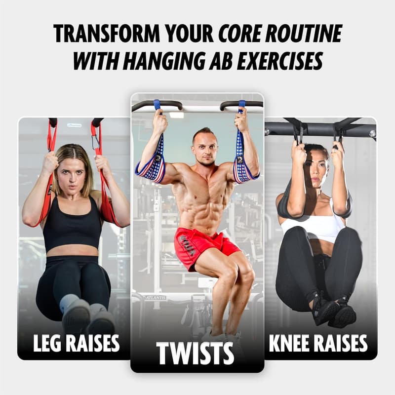 Hanging Ab Straps for Core Training - Thick Padded with Carabiners