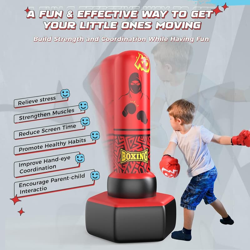 Freestanding Inflatable Punching Bag for Kids 3-12