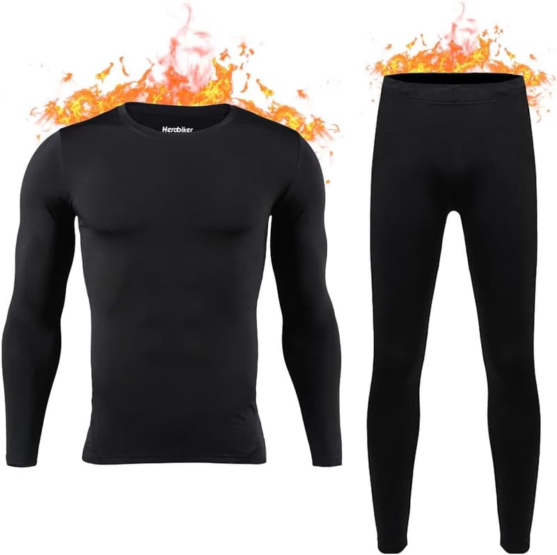 Men's Fleece-Lined Thermal Underwear Set for Winter Activities
