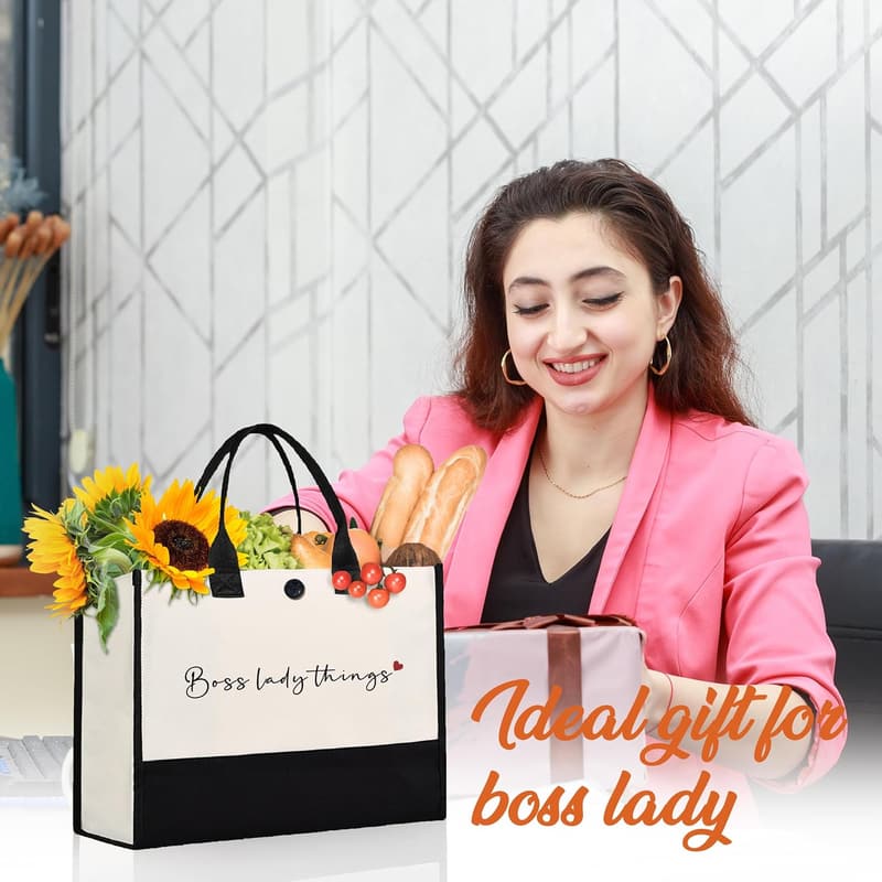 Boss's Day Canvas Tote Bag for Women - Best Boss Lady Gift