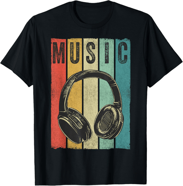 DJ Gift Vintage Retro Headphones T-Shirt for Music Lovers