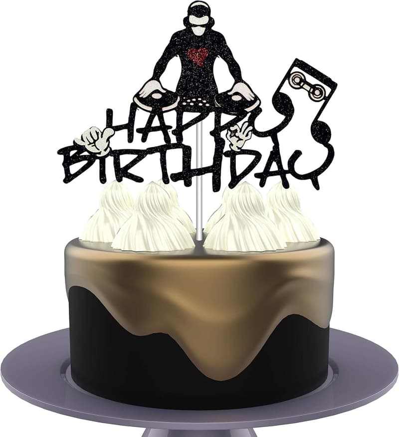 DJ Themed Birthday Cake Topper – Hip Hop Disco Party Decor