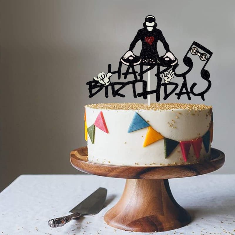 DJ Themed Birthday Cake Topper – Hip Hop Disco Party Decor