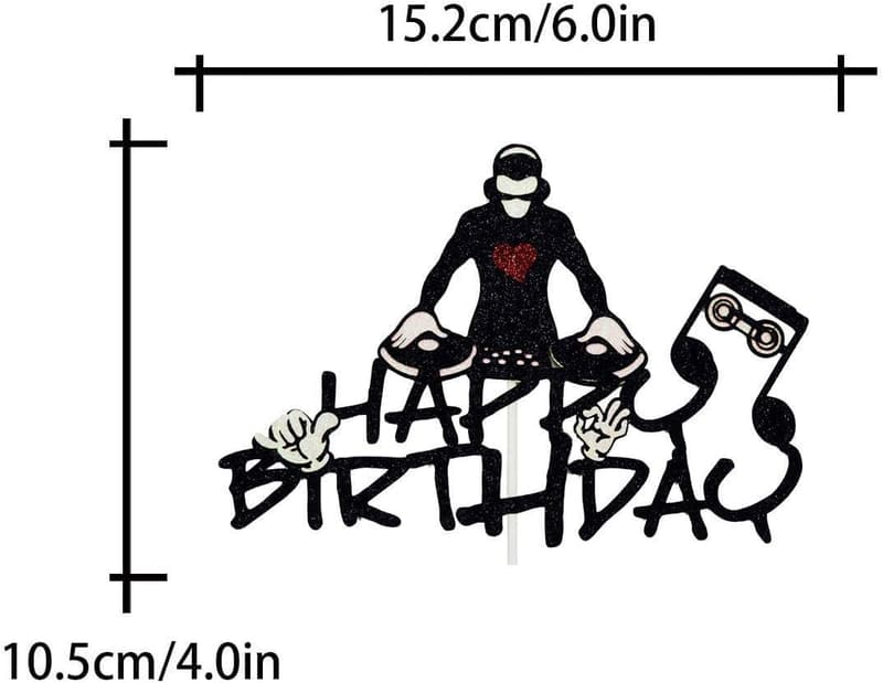 DJ Themed Birthday Cake Topper – Hip Hop Disco Party Decor