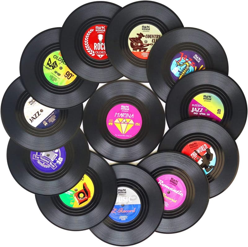 Retro Vinyl Record Drink Coasters Set - Fun Gift for Music Lovers