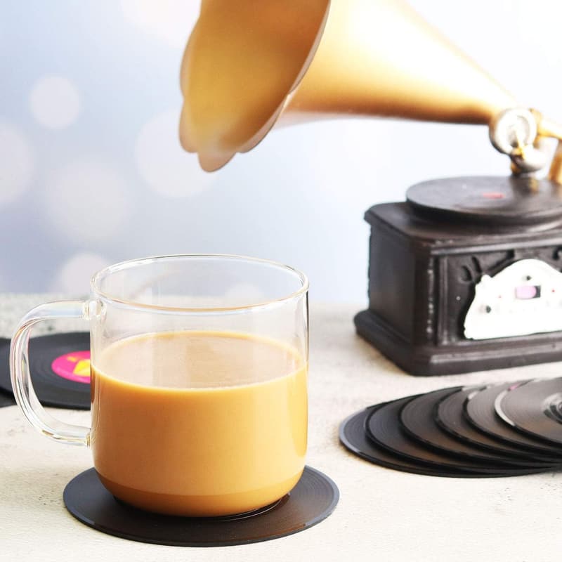 Retro Vinyl Record Drink Coasters Set - Fun Gift for Music Lovers