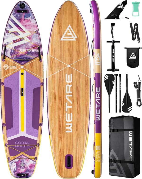 Extra Wide Inflatable Paddle Board for Yoga & Fishing, 450lbs Capacity
