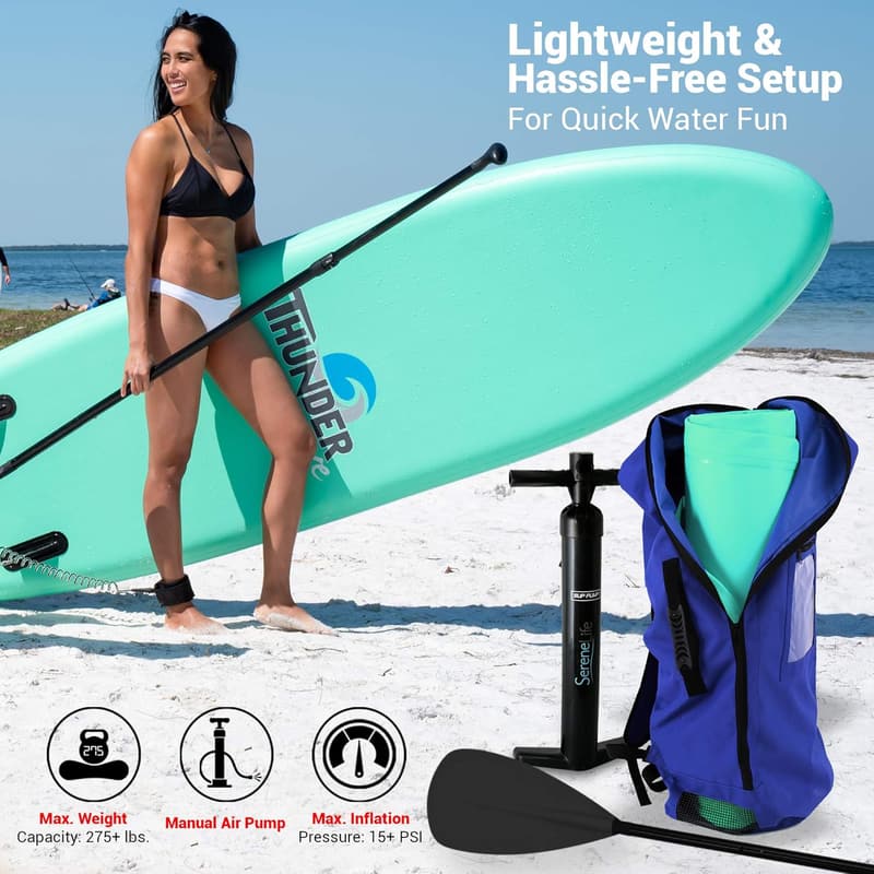Inflatable Paddle Board with Non-Slip Deck Pad for All Skill Levels