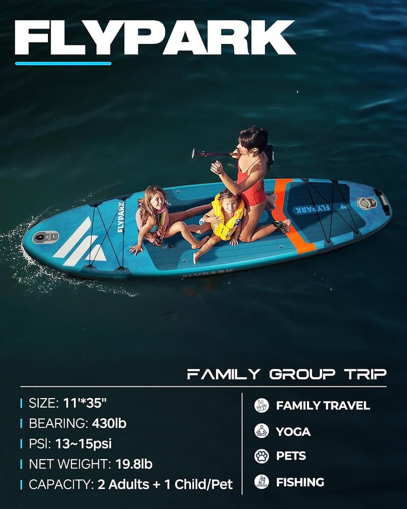 Stable Inflatable Paddle Board for Family Fishing - 10'8