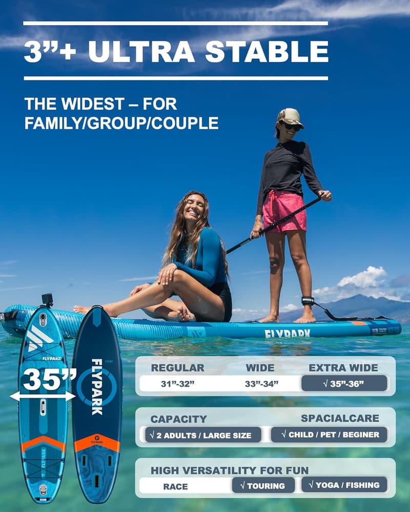 Stable Inflatable Paddle Board for Family Fishing - 10'8