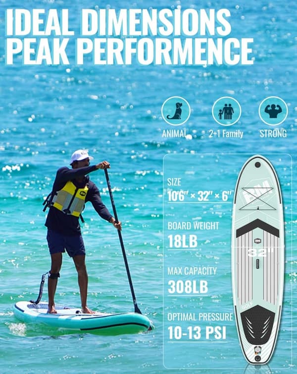 Inflatable Stand-Up Paddle Board with Accessories & Backpack