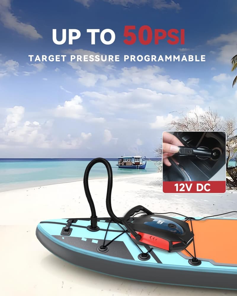 Portable Electric Paddle Board Pump with Auto-Shutoff & LCD Display