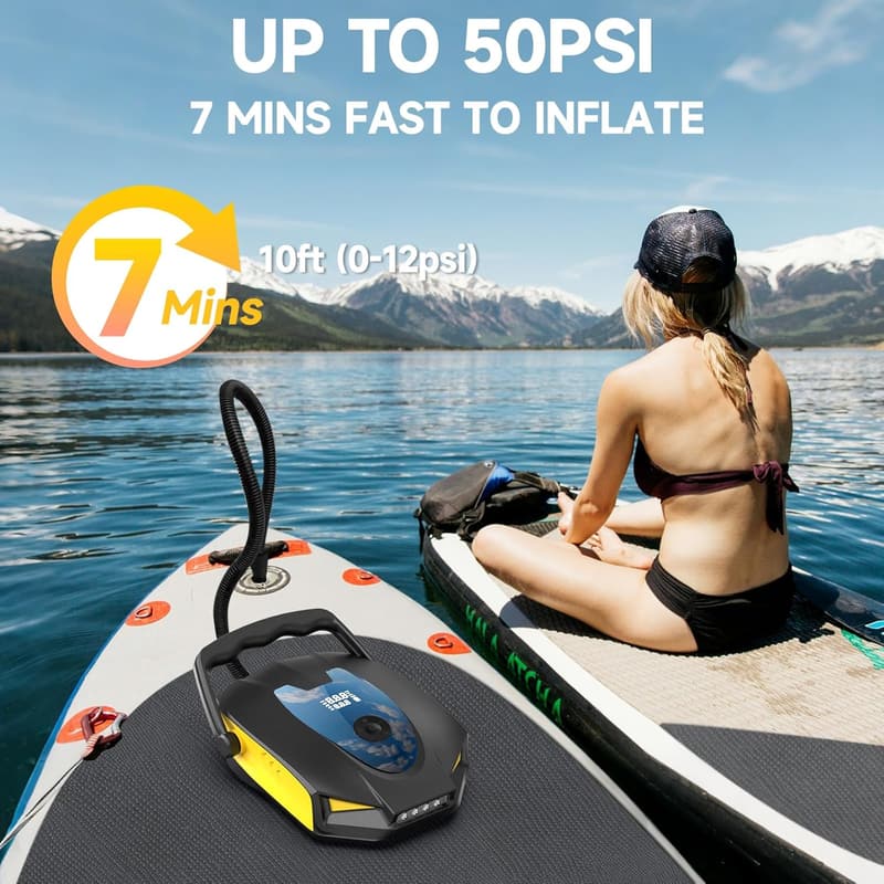 50PSI Electric Paddle Board Pump with Auto-Off, 10000mAh