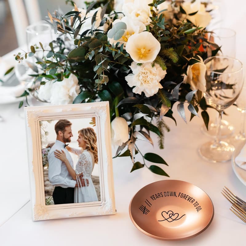 7th Anniversary Copper Ring Holder Dish for Couples