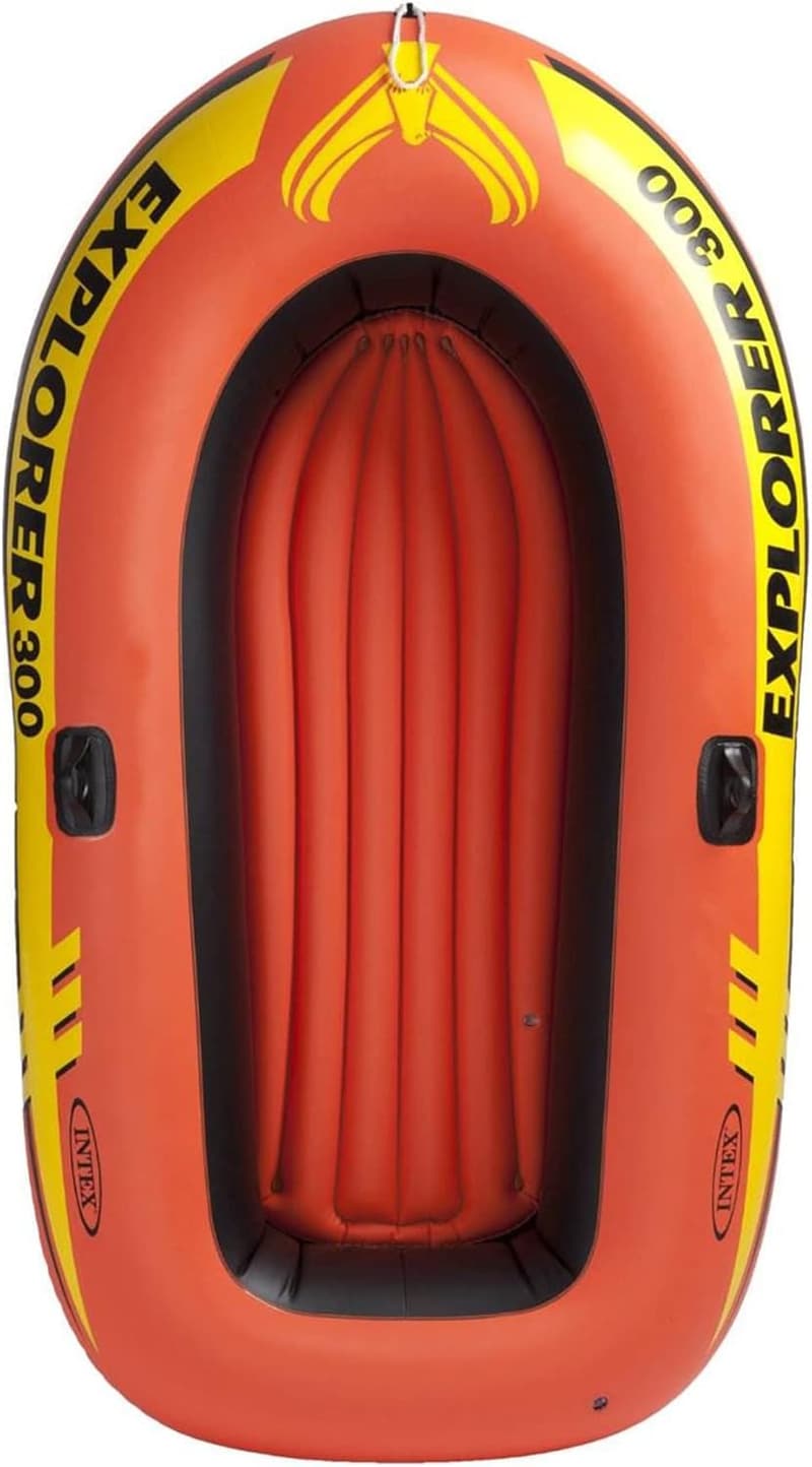 Intex Explorer Inflatable Boat – Dual Air Chambers, Sporty Design