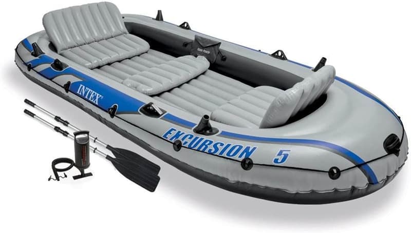 Inflatable 5-Person Fishing Raft Boat Set with Oars & Pump
