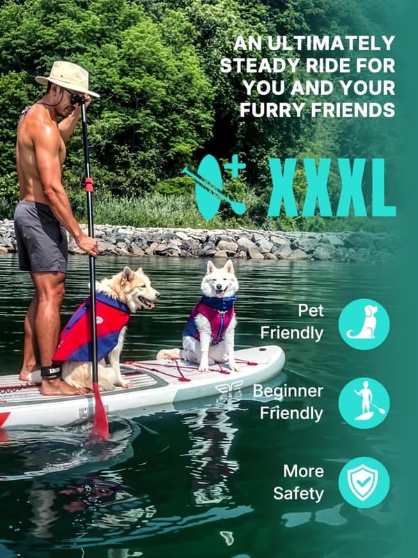 Extra Large Inflatable Paddle Board for Families with Fin & Pouch