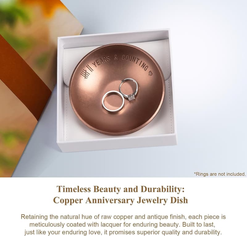 7th Anniversary Copper Jewelry Tray Gift for Couples