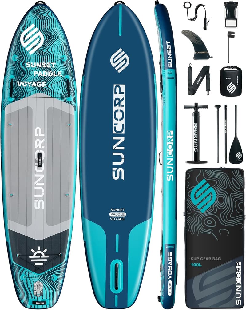 Inflatable Paddle Board 11.6'x35'' - Extra Wide, 450 lbs Capacity, Family Kits