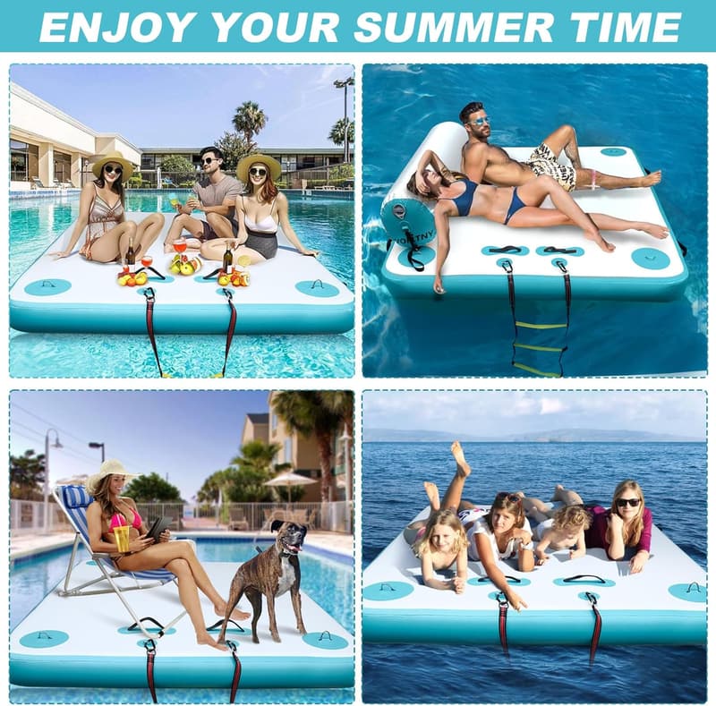 Inflatable Floating Dock for Lakes - Non-Slip Swim Platform