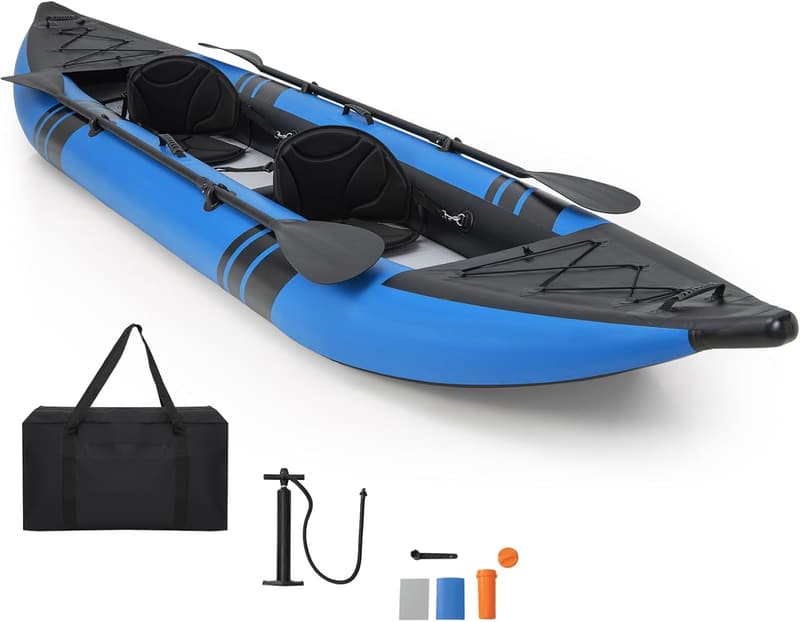 12.5ft Inflatable Tandem Kayak for 2 with Paddles & Accessories