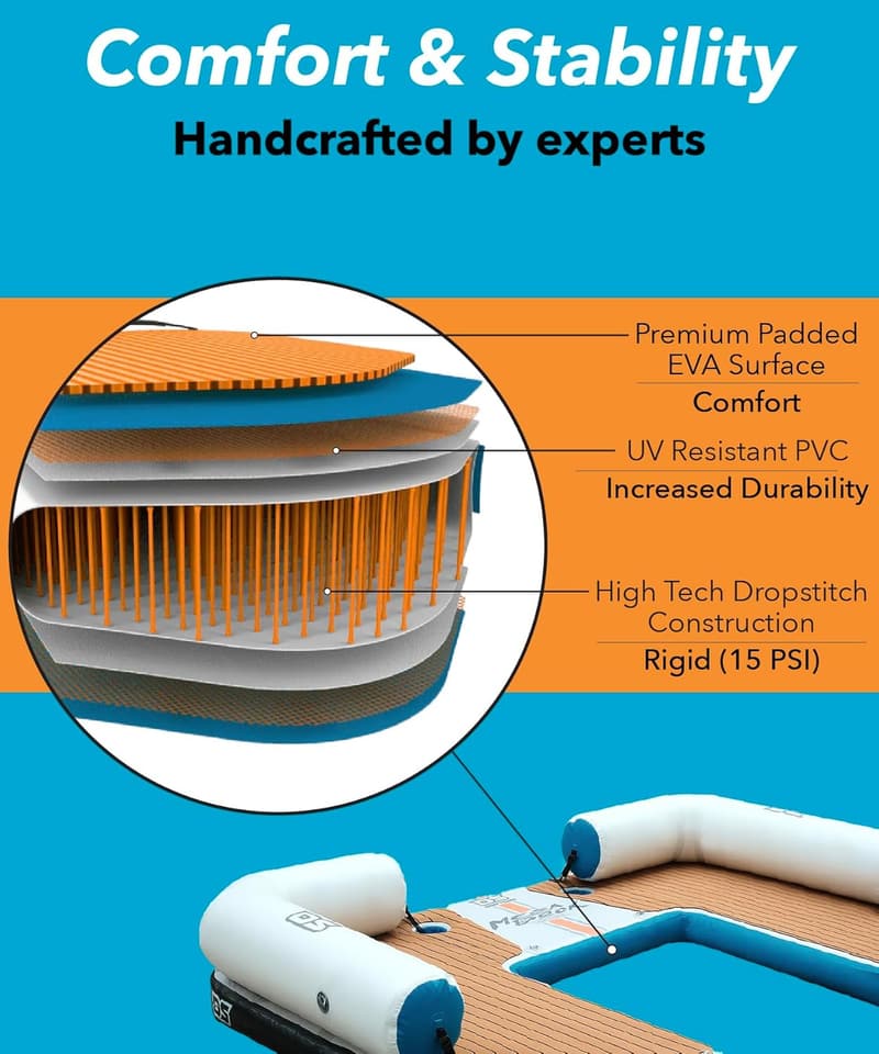 Inflatable Floating Dock Platform - Quick-Inflation Swim Island