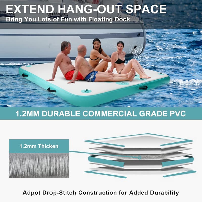 Inflatable Floating Dock Platform for Lake and Pool Fun
