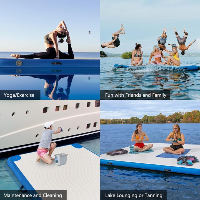 Multi-Person Inflatable Swim Deck - Floating Platform for Lake & Pool