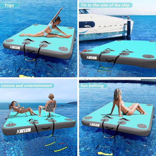 Inflatable Floating Dock Platform with Non-Slip Surface