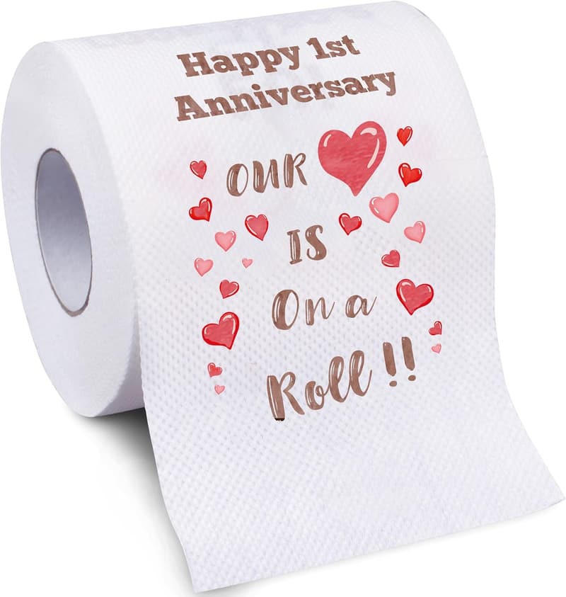 First Anniversary Decorations, Couple Toilet Paper Gifts (2 Rolls)