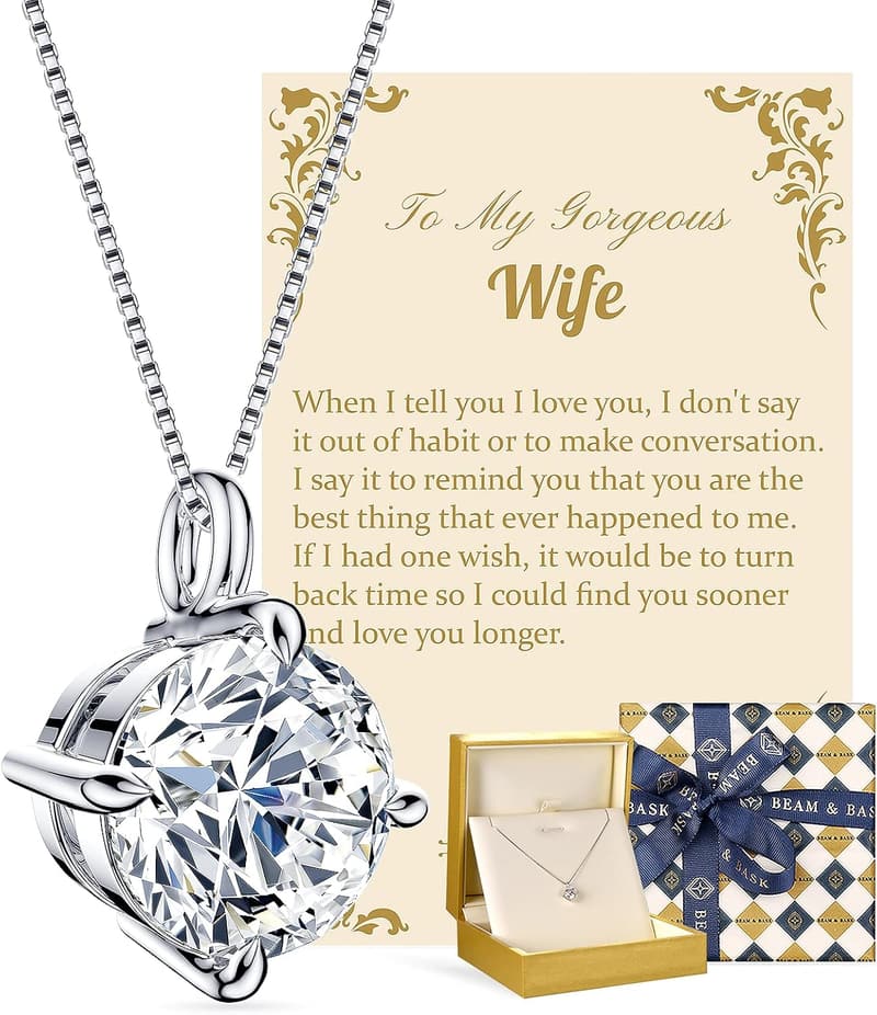 Anniversary Moissanite Pendant Necklace in S925 Silver for Her
