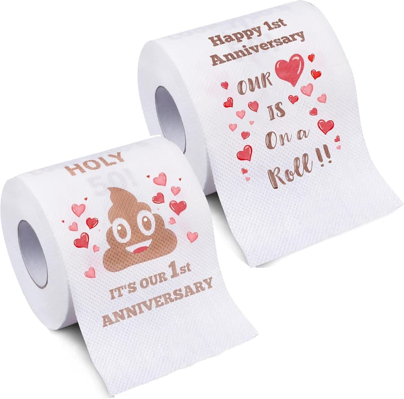 First Anniversary Decorations, Couple Toilet Paper Gifts (2 Rolls)