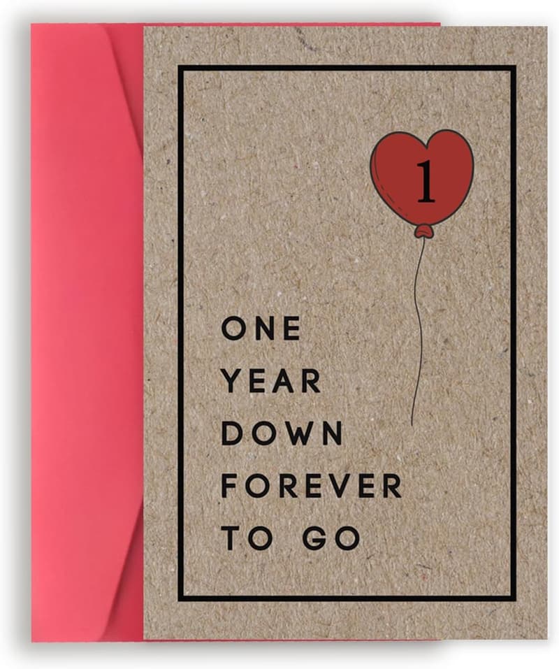 First Anniversary Funny Card for Couples - One Year Down!