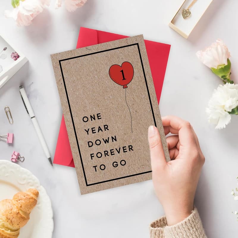 First Anniversary Funny Card for Couples - One Year Down!