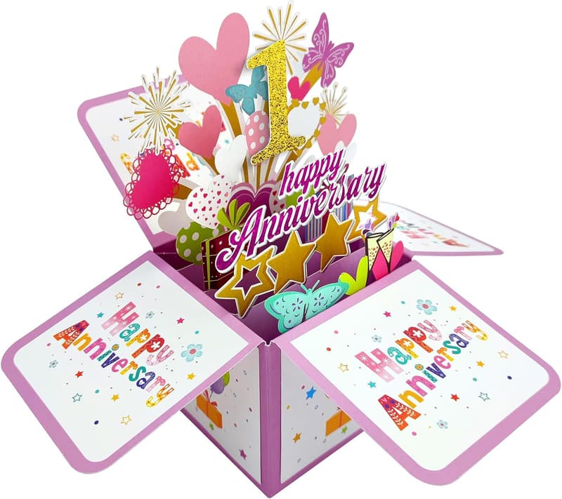 1st Anniversary 3D Pop-Up Card for Couples