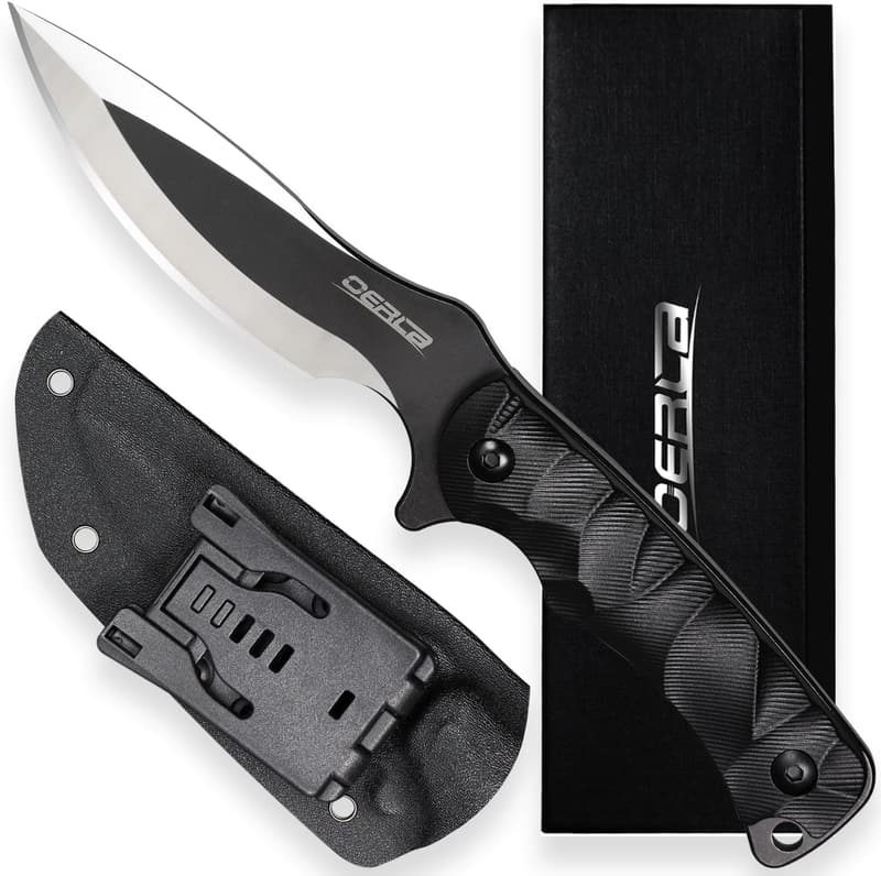 OERLA Outdoor Survival Knife with Kydex Sheath and Belt Clip