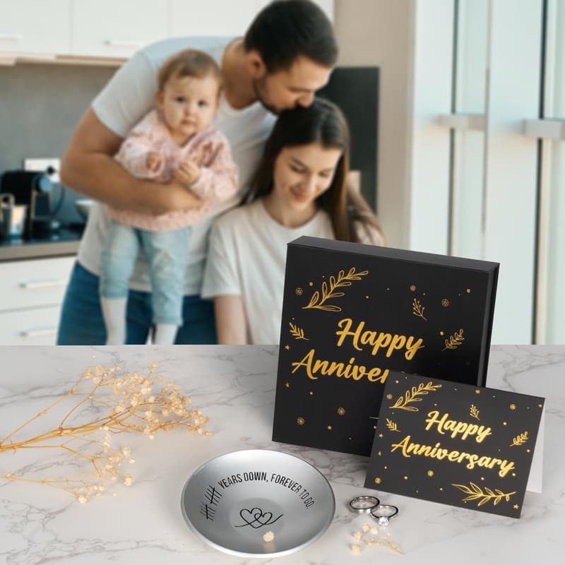 10th Anniversary Aluminum Ring Holder Dish for Couples