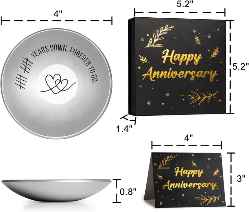 10th Anniversary Aluminum Ring Holder Dish for Couples