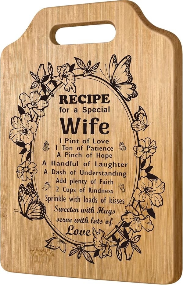 Personalized Bamboo Cutting Board for Wife on Mother's Day