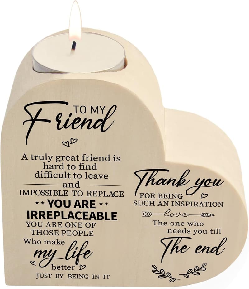 Personalized Wooden Candle Holders for Friendship Birthday Gift